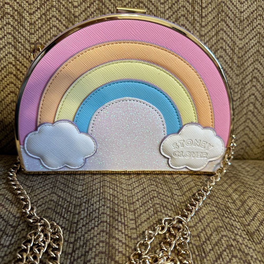 NWOT Stoney clover lane rainbow clutch with cross body chain